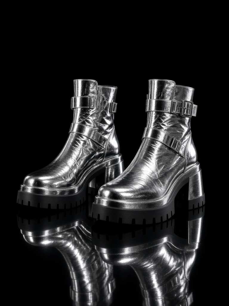 Bottines métalliques argent Nina Mode
